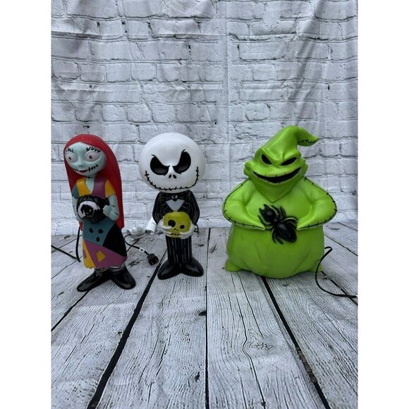 Nightmare Before Christmas Halloween Oogie Sally Jack Skellington Blow Mold Set - Picture 1 of 16